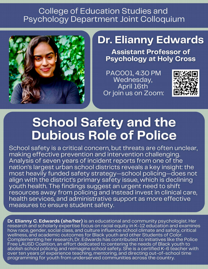 College of Education Studies and Physchology Colloquium with Elianny Edwards 